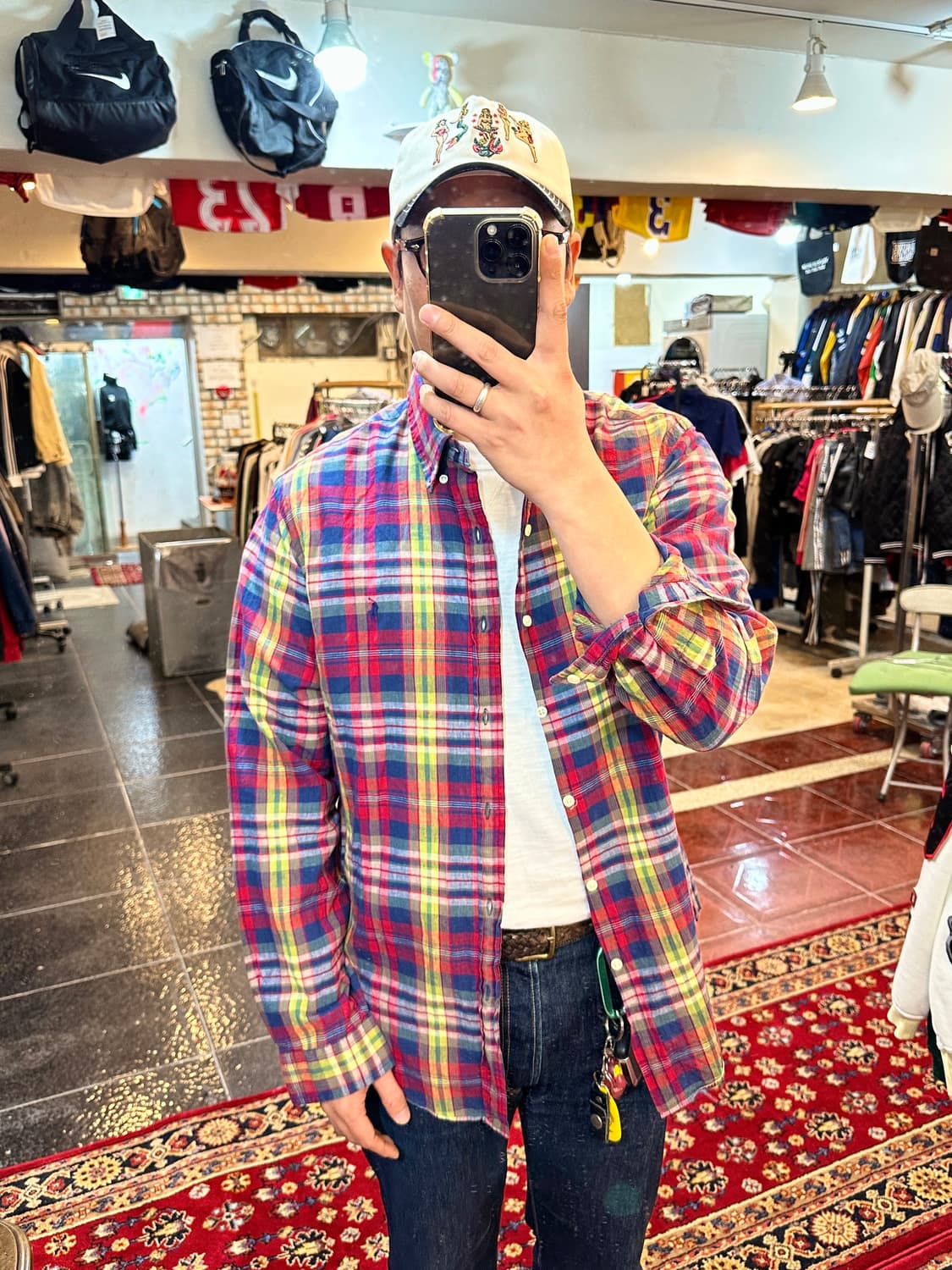 폴로 랄프로렌 인디언 마드라스 체크 린넨 셔츠 L 상품이미지2