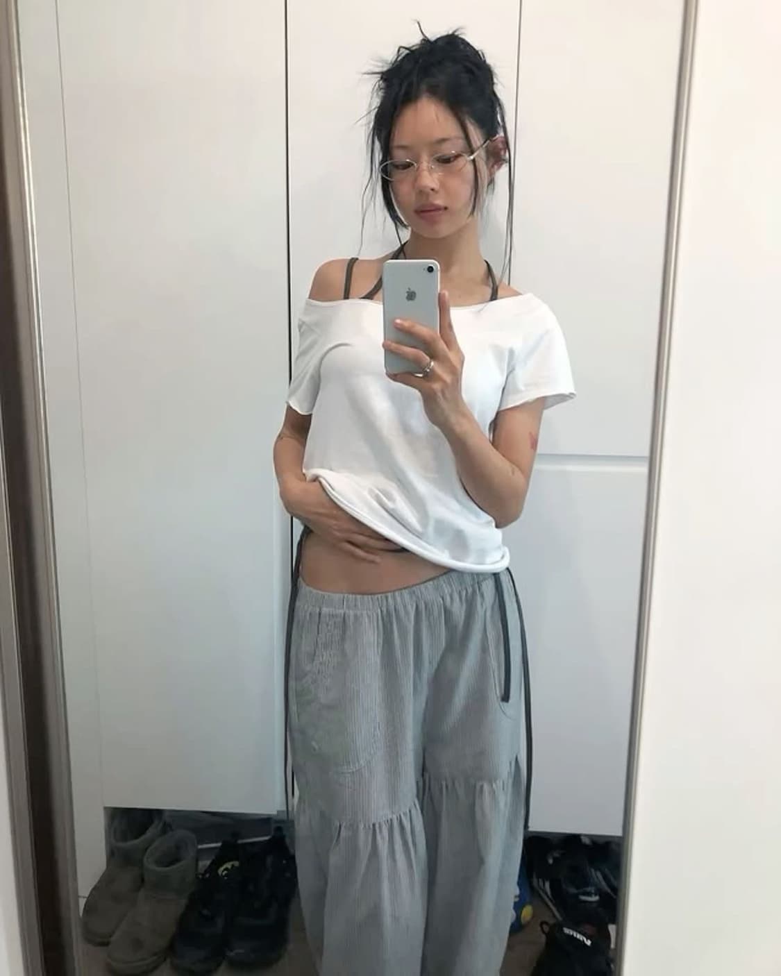 코이세이오 셔링 러프 팬츠 스트라이프 상품이미지1