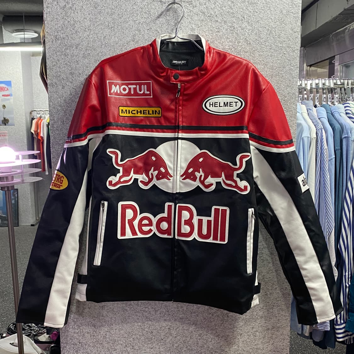 레드불 빅로고 배색 레이싱 레더자켓 B3257 상품이미지2