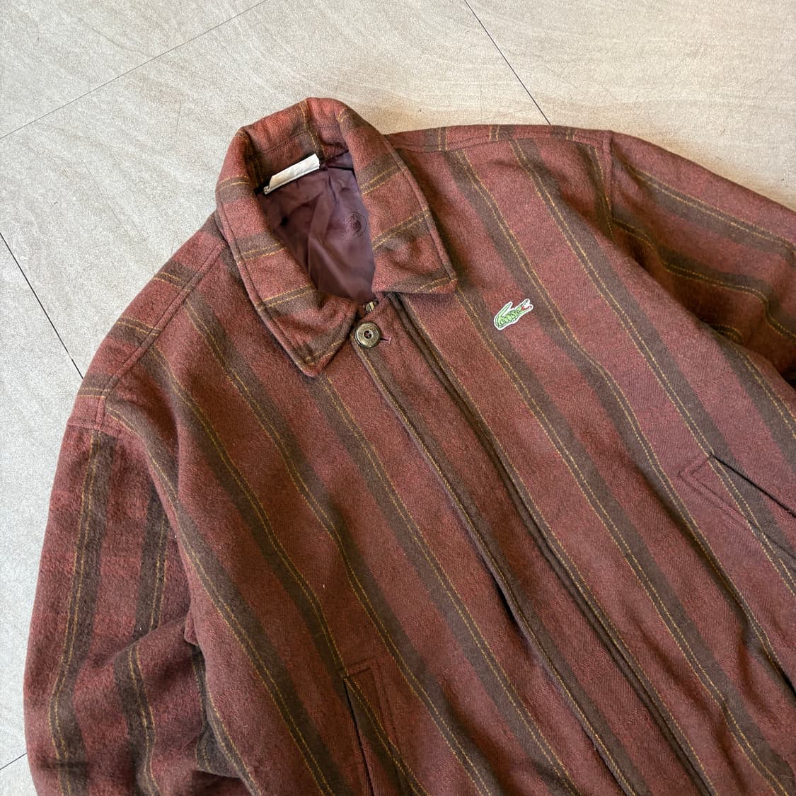 라코스테 정품 정품 버건디 울 블루종 자켓 상품이미지2