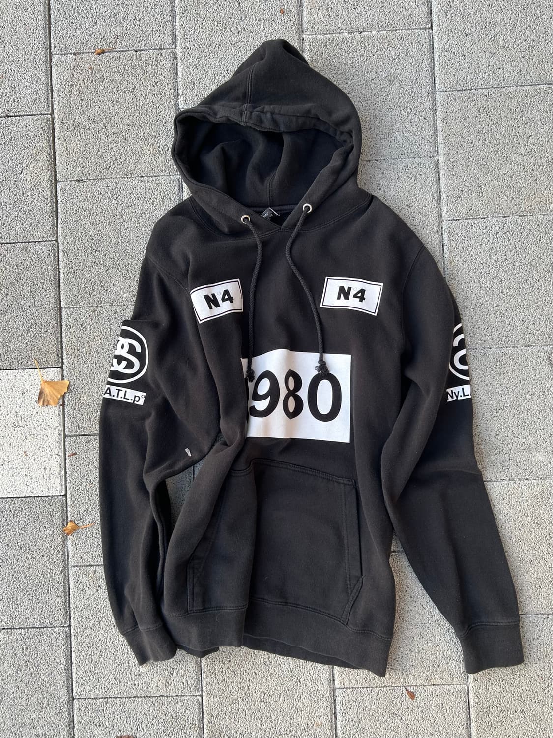 *rare* 2000s 스투시 올드스쿨 프린팅 블랙 후드티 상품이미지2