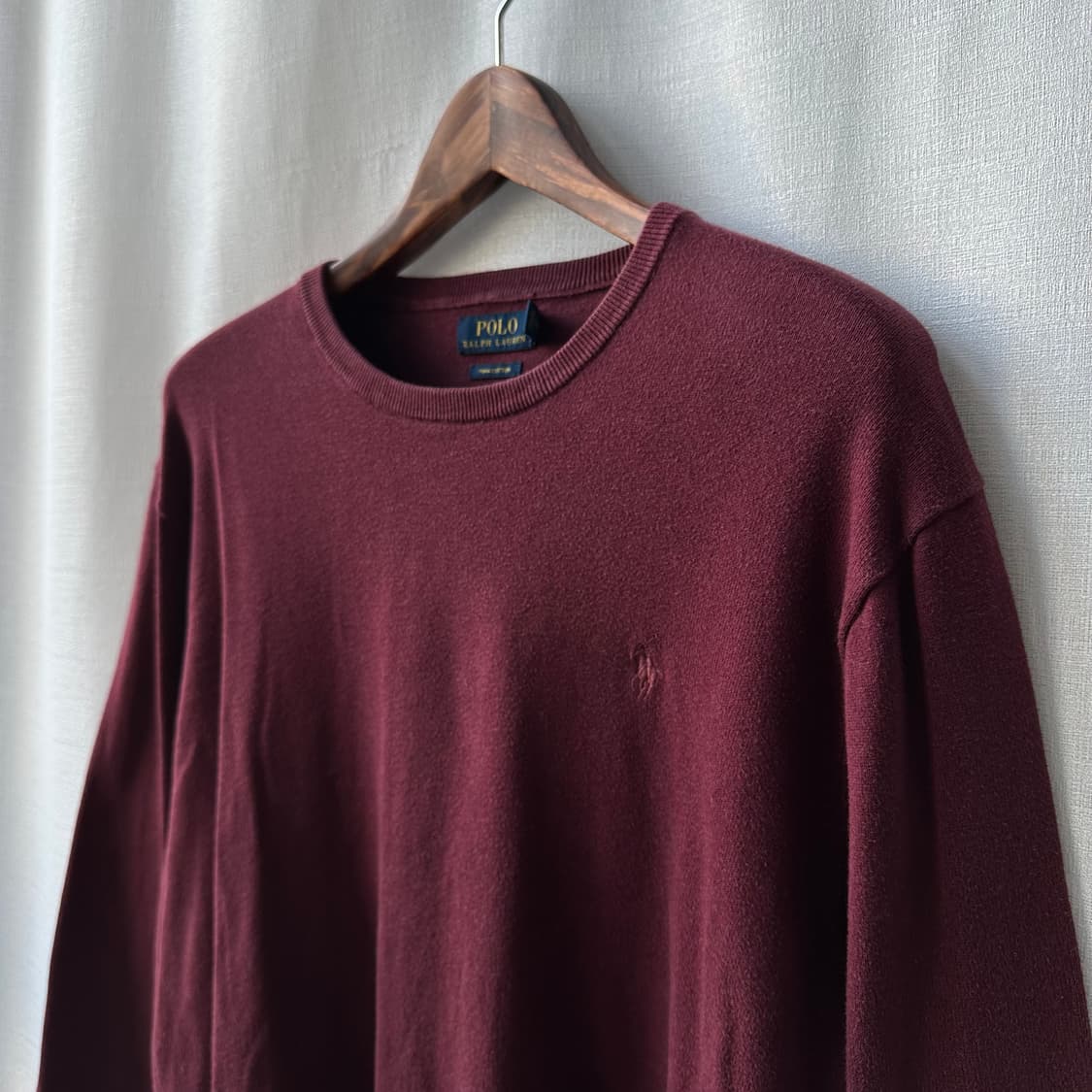 폴로 랄프로렌 피마 코튼 라운드 니트 버건디 XL 상품이미지5