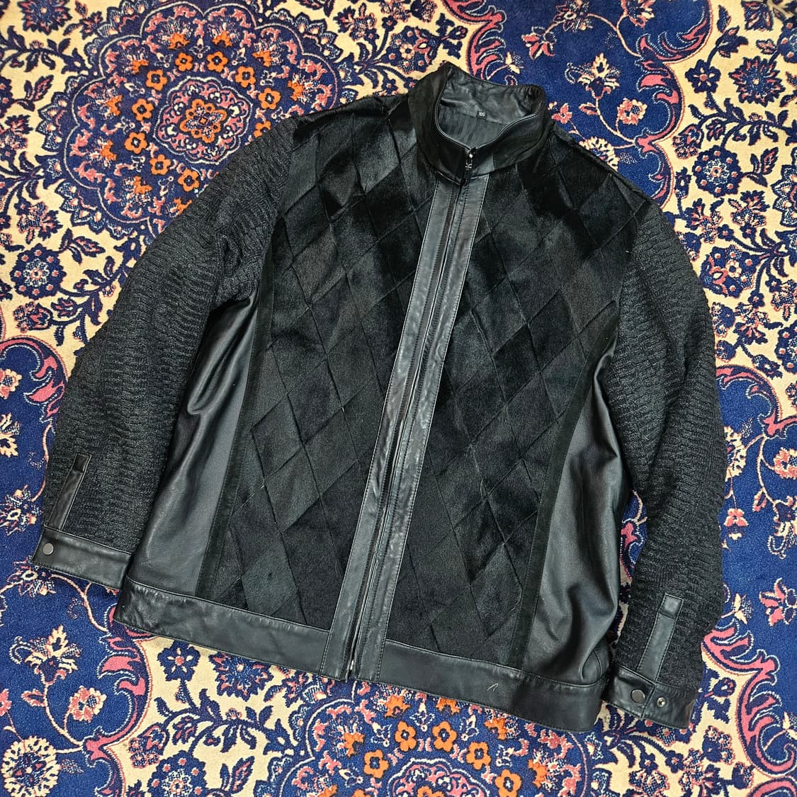 헨드메이드 램스킨 니트 레이어드 다이아몬드 스웨이드 양가죽자켓 상품이미지1