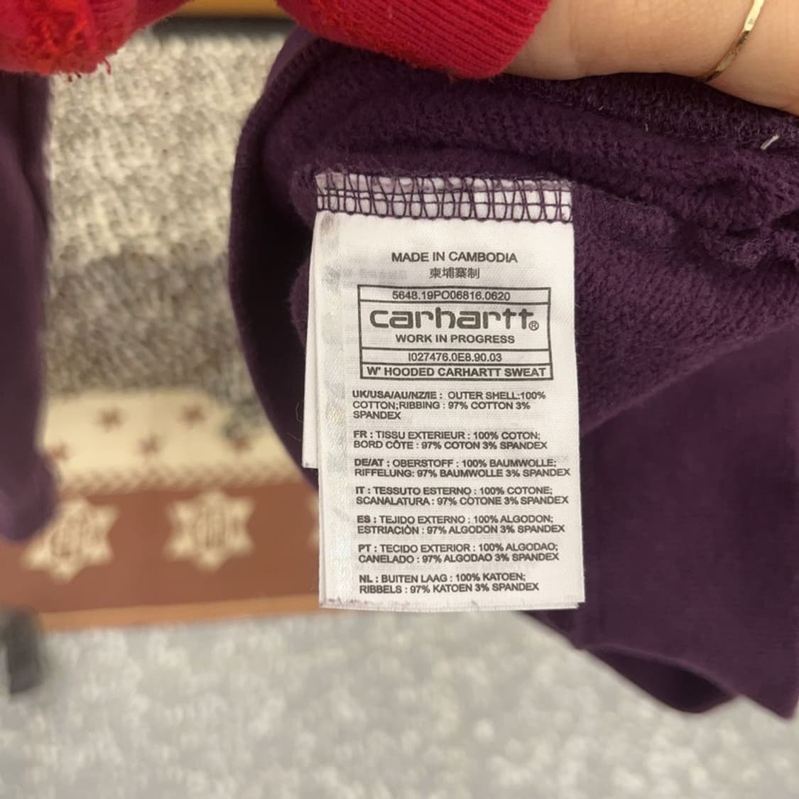 칼하트 윕 레트로 빈티지 포도맛 약기모 후드티 S C09230 상품이미지6