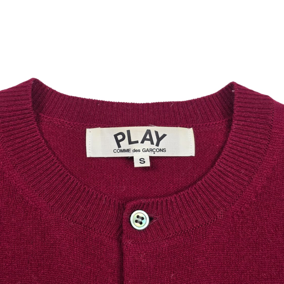 꼼데가르송 플레이 여성 라운드넥 가디건 버건디 상품이미지4