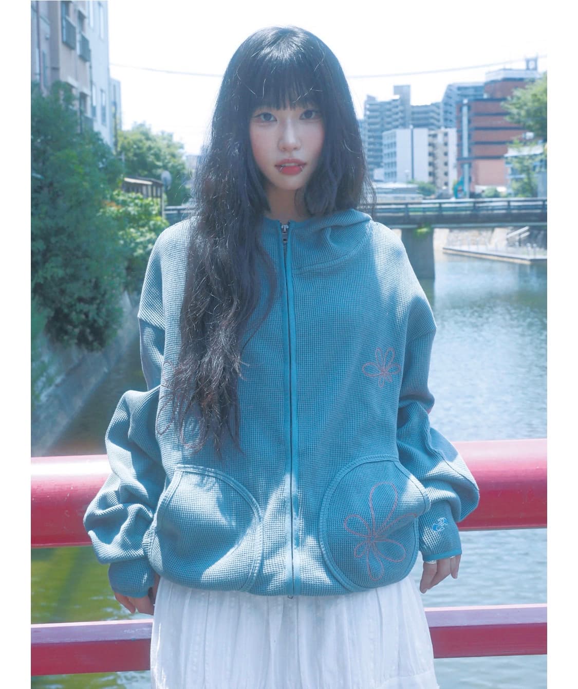 *글랙X지꾸* GZHDO01 헤이즈 와플 집업 후드 (GREEN) 상품이미지2
