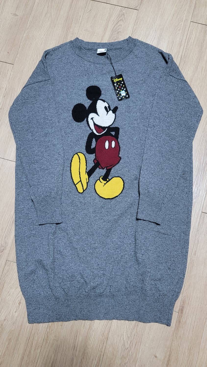 디즈니 미키마우스 캐릭터 롱니트 회색 상품이미지1