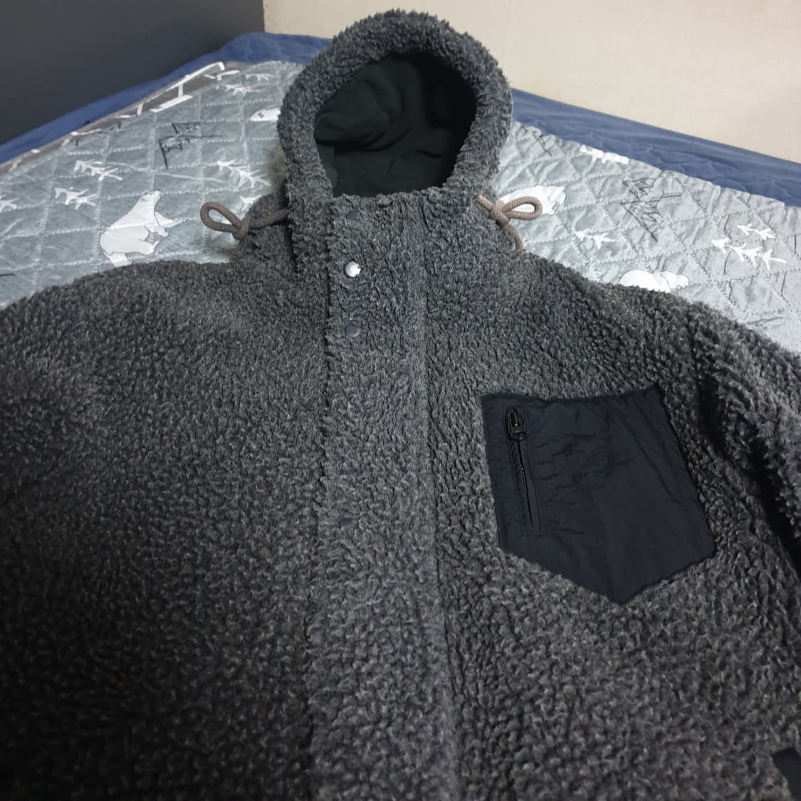 FRJ JEANS 오버사이즈 안감누빔 롱 뽀글이 코트 (F) 상품이미지2