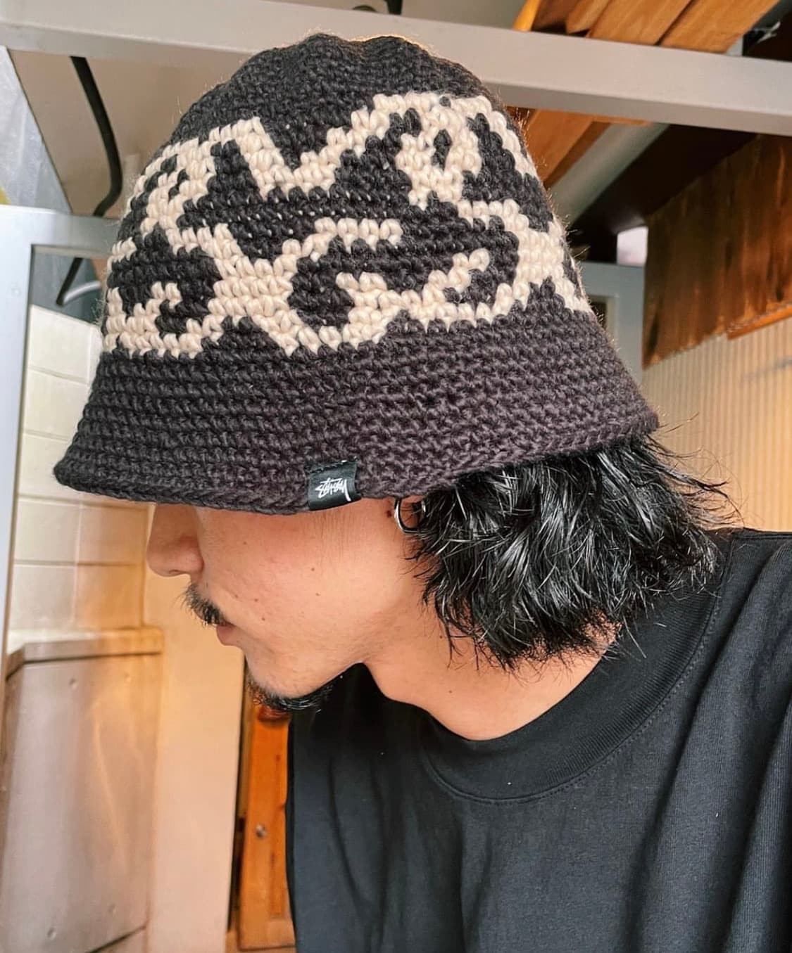 스투시 니트 버킷햇 블랙 상품이미지4