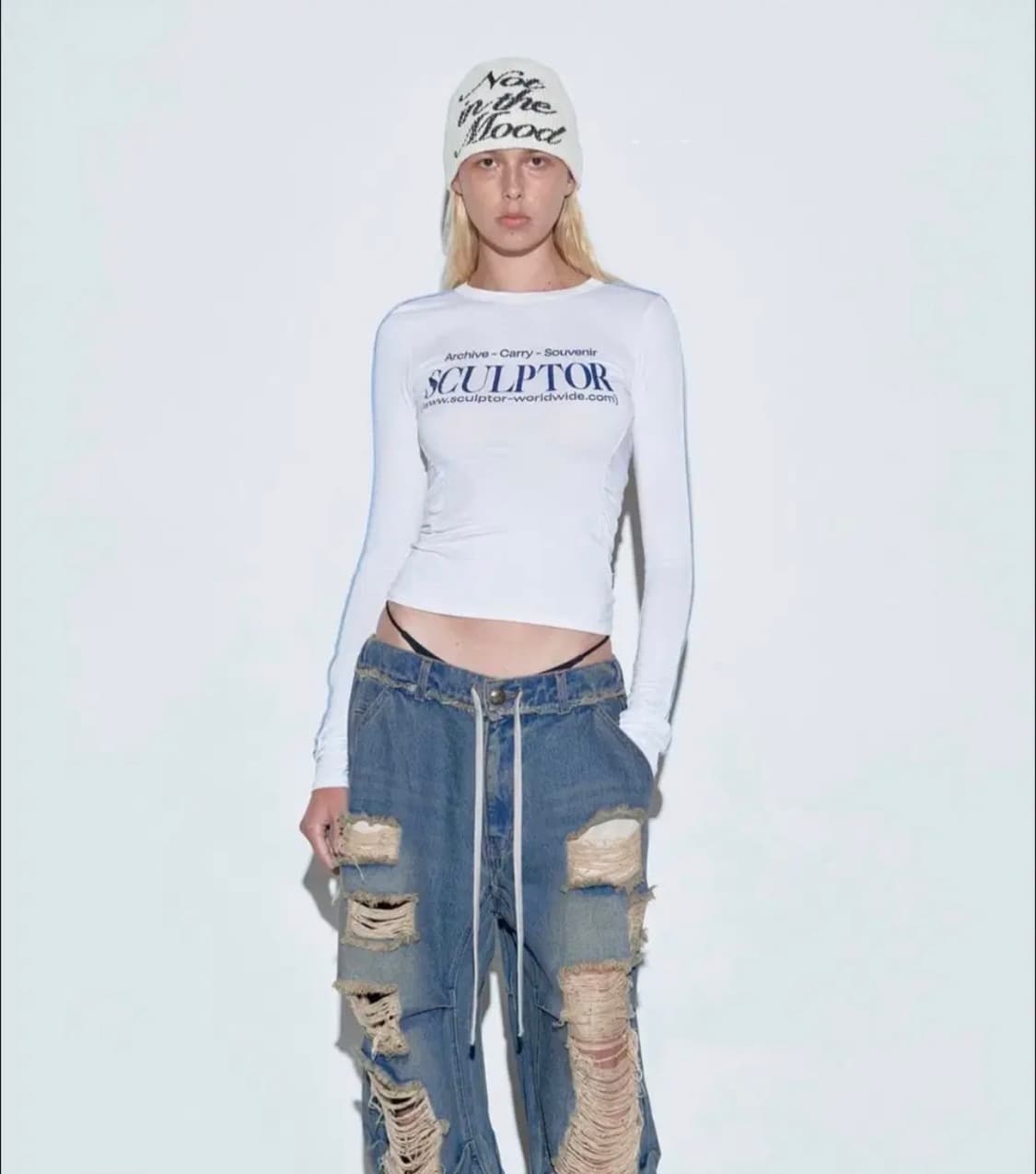 스컬프터 스포츠 레터링 L/S Tee White 상품이미지2