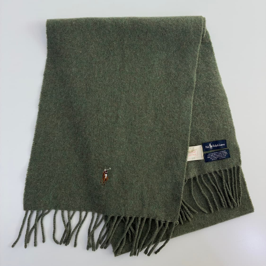 Polo  폴로 랄프로렌 캐시미어 램스울 카키 울 머플러 상품이미지2