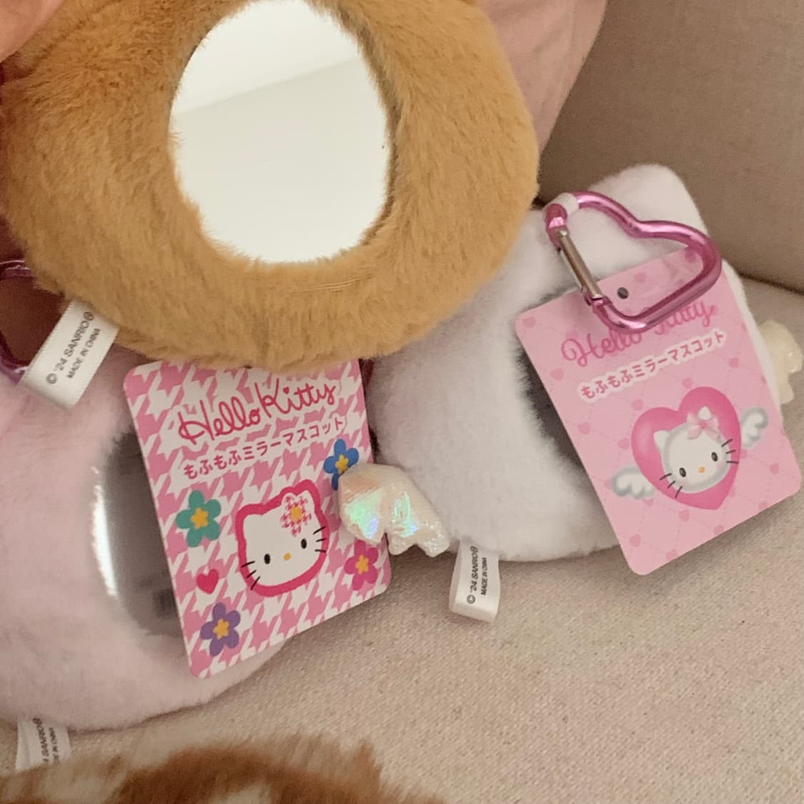 산리오 일본 정품 새상품 핑크 카오하나 헬로 키티 키링 마스코트 거울 상품이미지6