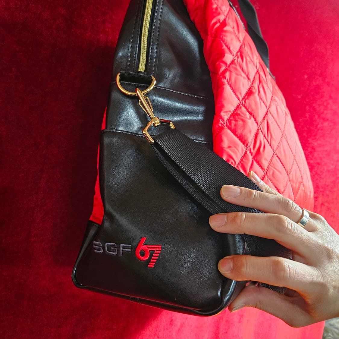 (미사용)람보르기니 x SGF67 슈페리얼  소가죽 퀄팅 보스턴백 상품이미지7