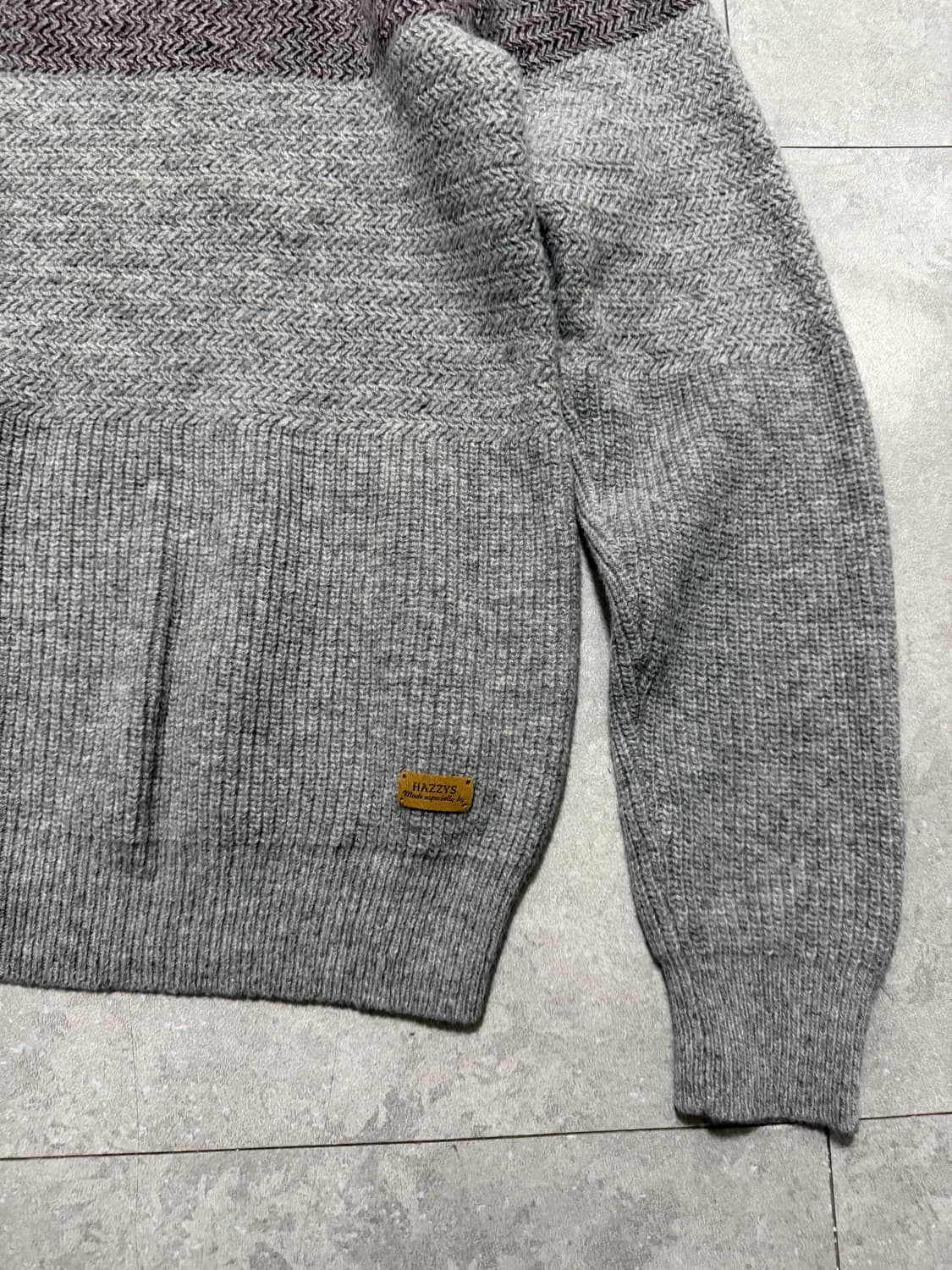 해지스 울 빈티지 헤링본 패턴 울 니트  95size   상품이미지2