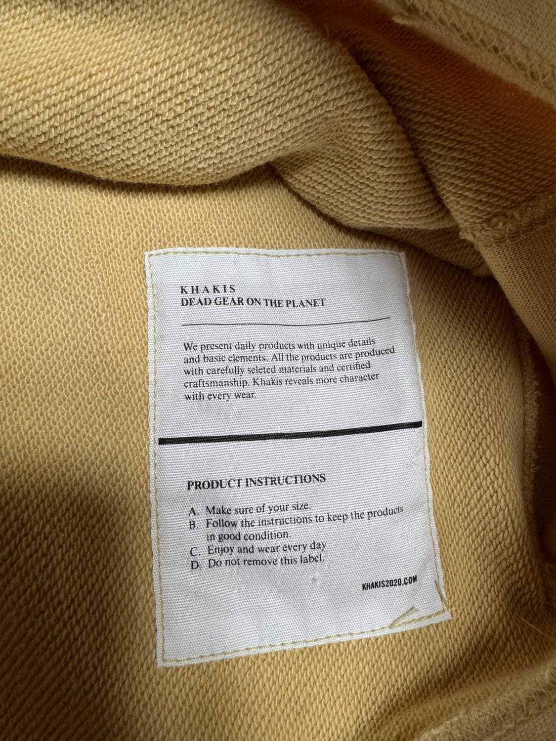 카키스 khakis dyed stock hoodie pale yellow 상품이미지3