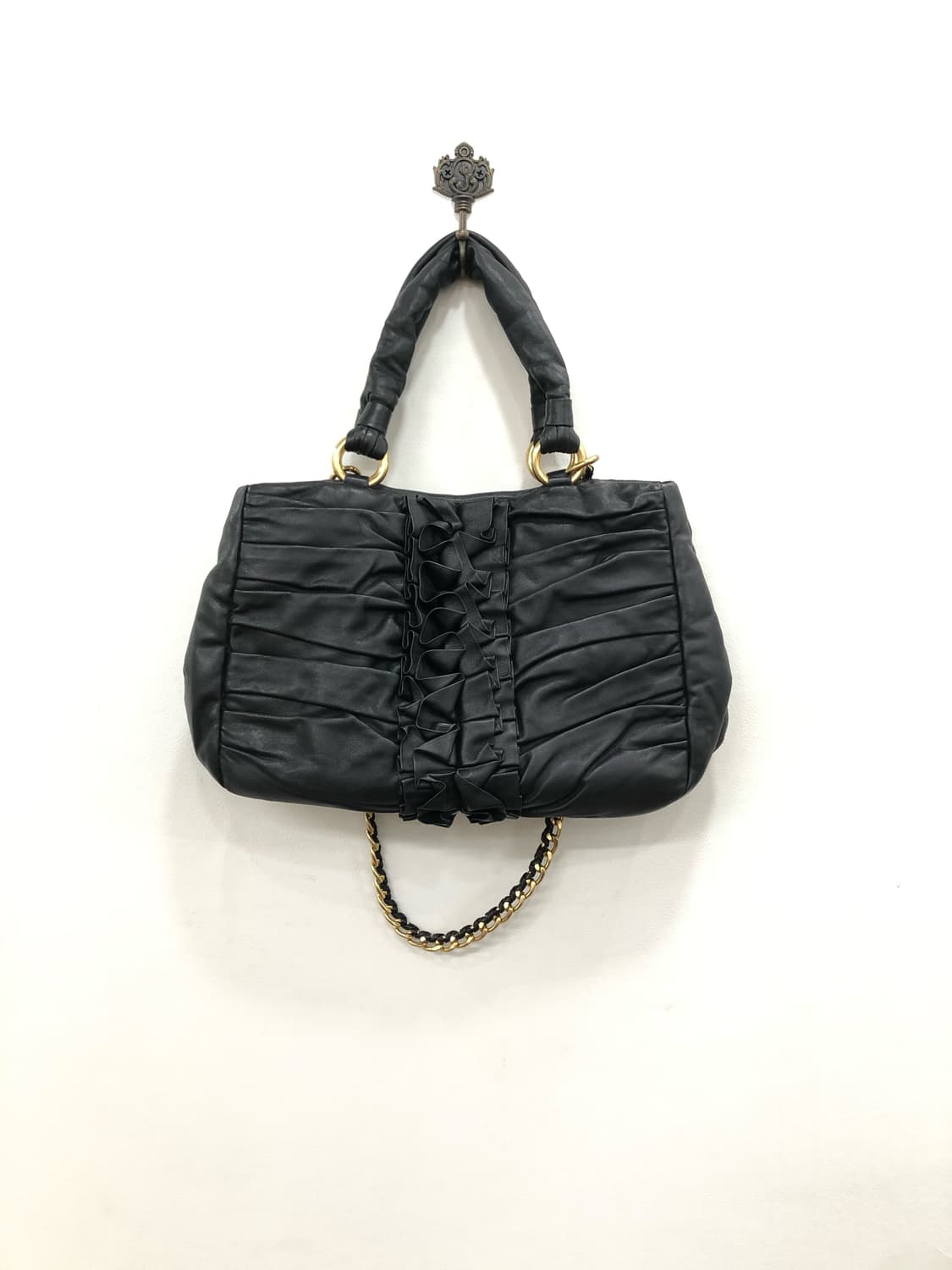 black front shirring shoulder bag 상품이미지4