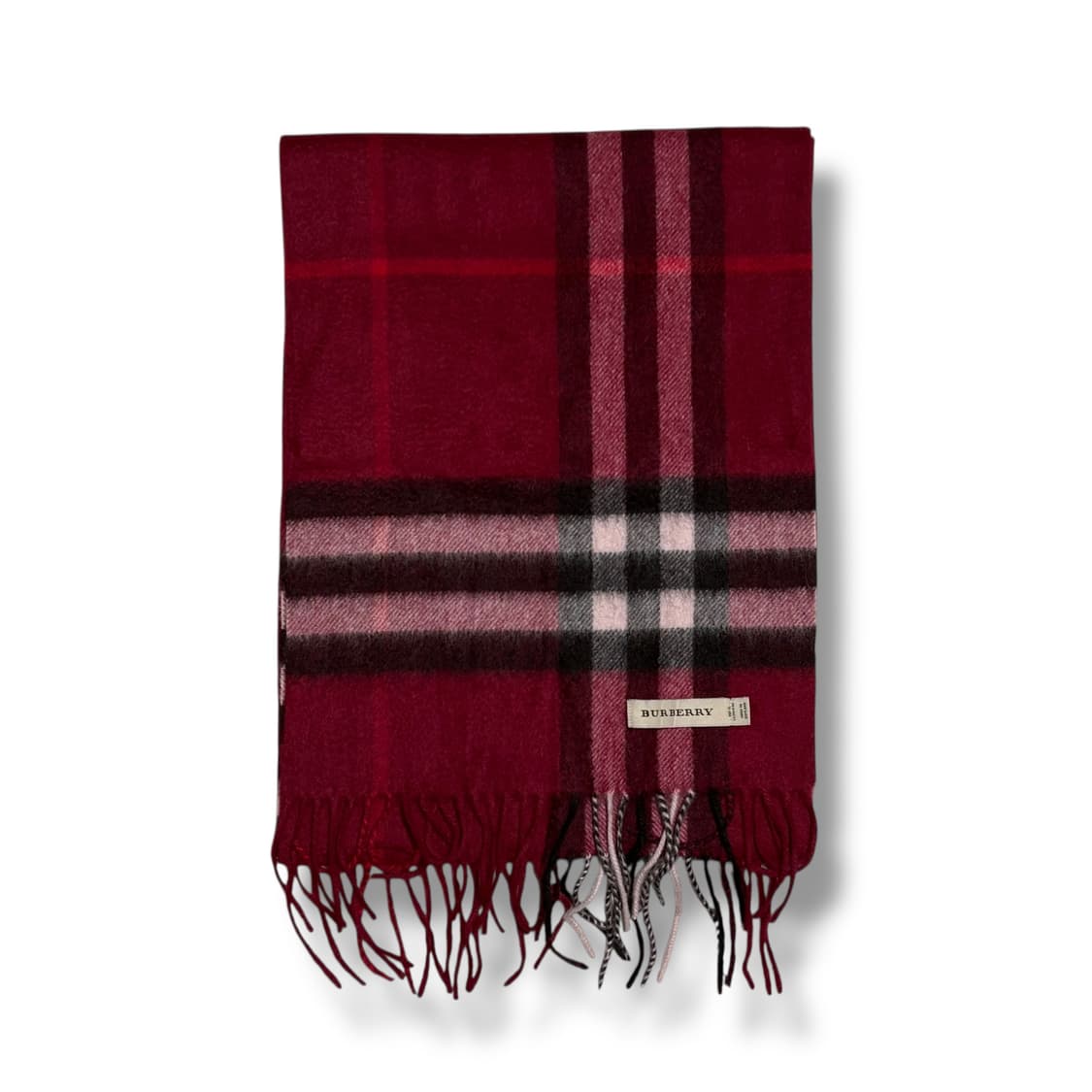 Burberry 100% Cashmere 버건디 핑크 노바체크 머플러 상품이미지1