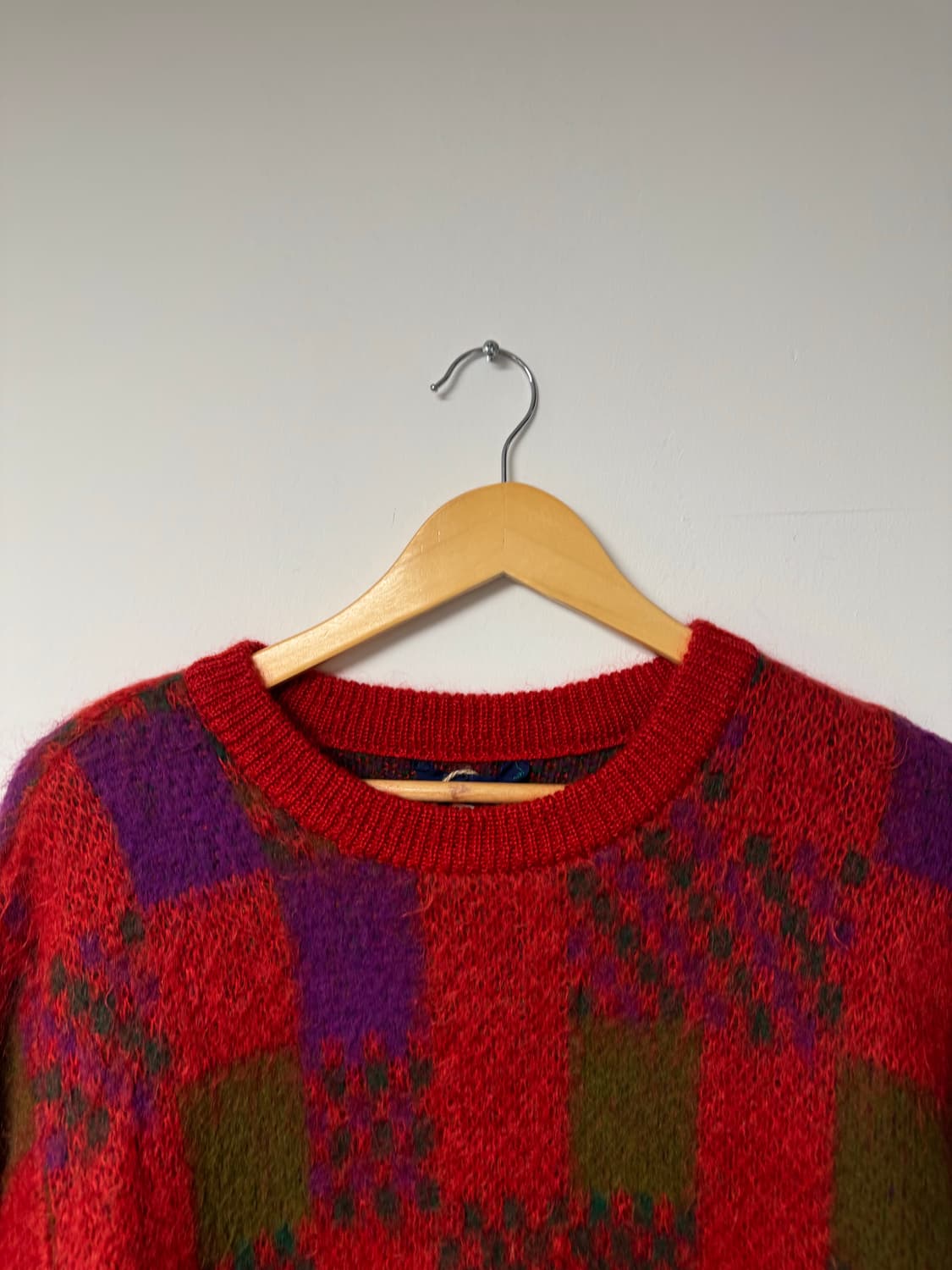 일본빈티지 JPN 체크 패턴 모헤어 아가일 울 니트 F 상품이미지2