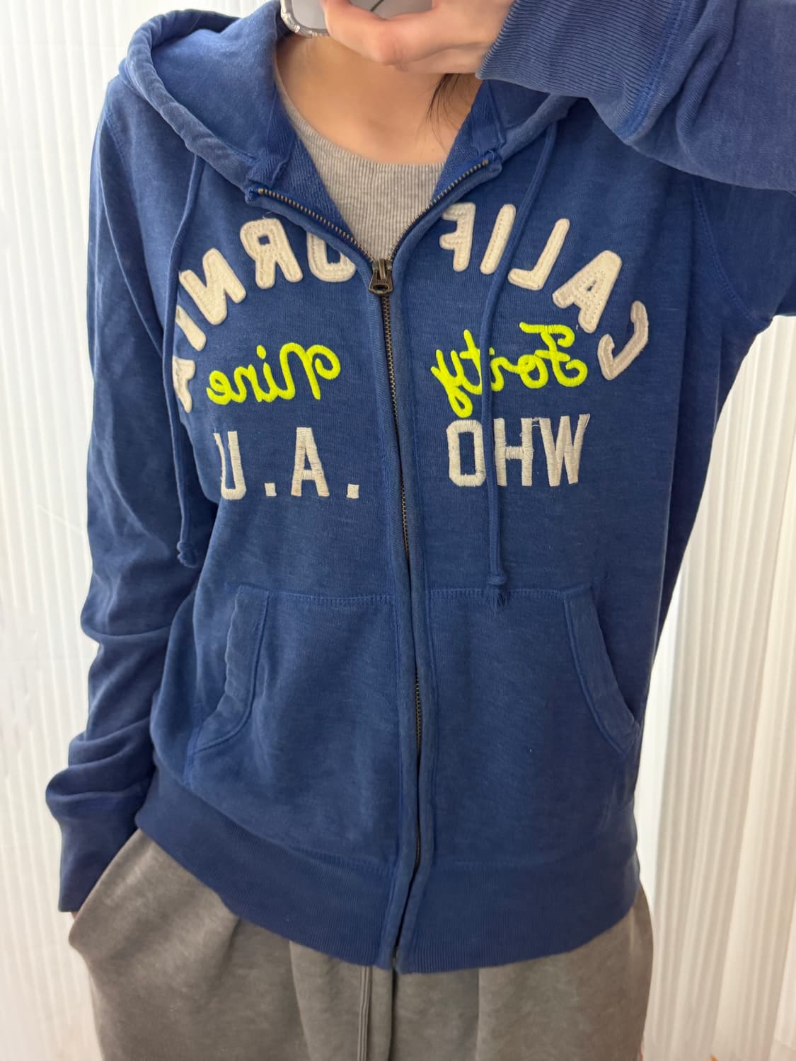 후아유 블루 후드집업 L 상품이미지1