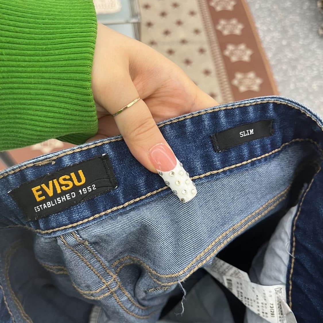 에비수 빈티지 모던 캐주얼 슬림핏 데님팬츠 32인치 C10407 상품이미지6