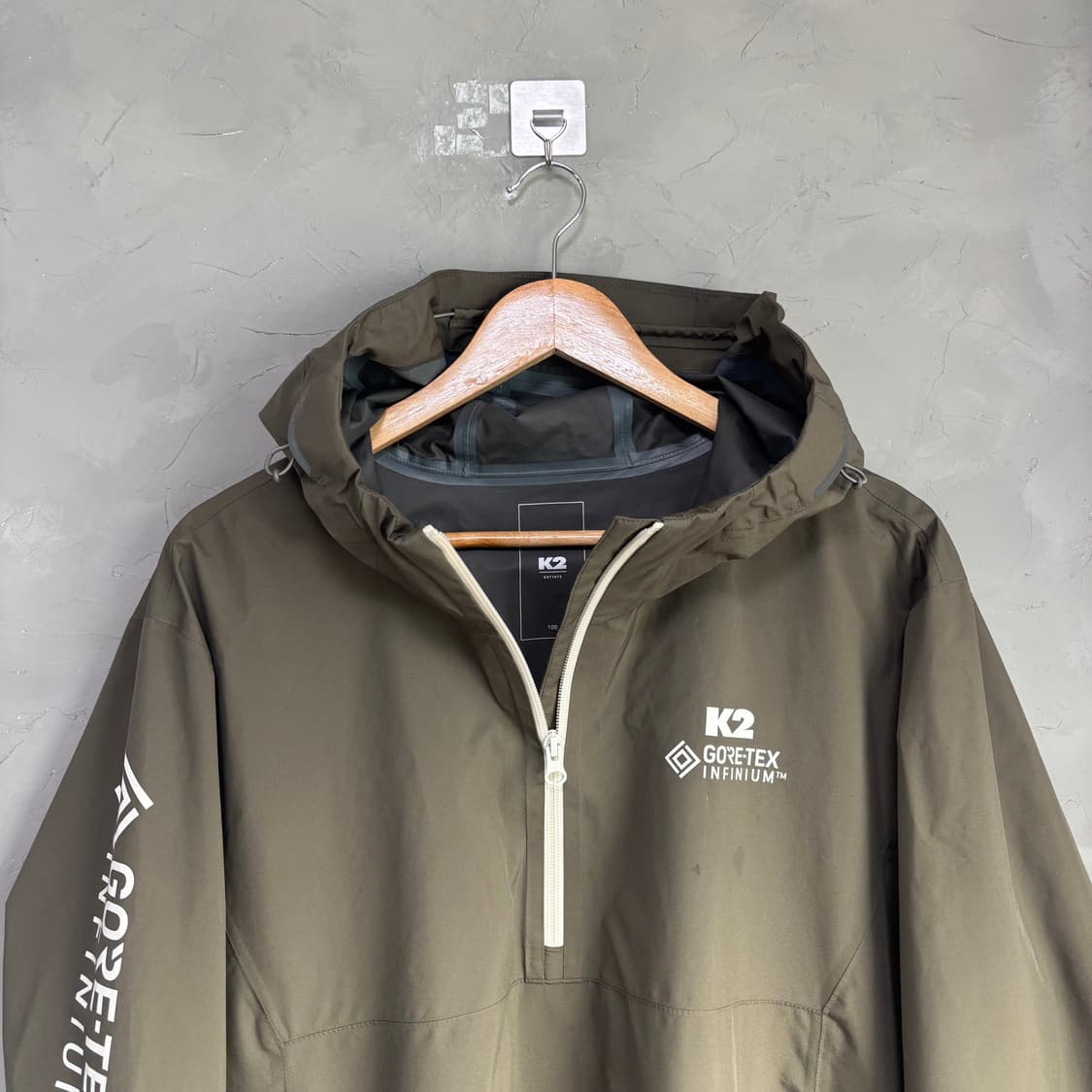 K2 고어텍스 반집업 바람막이 다크 베이지 카키 상품이미지2