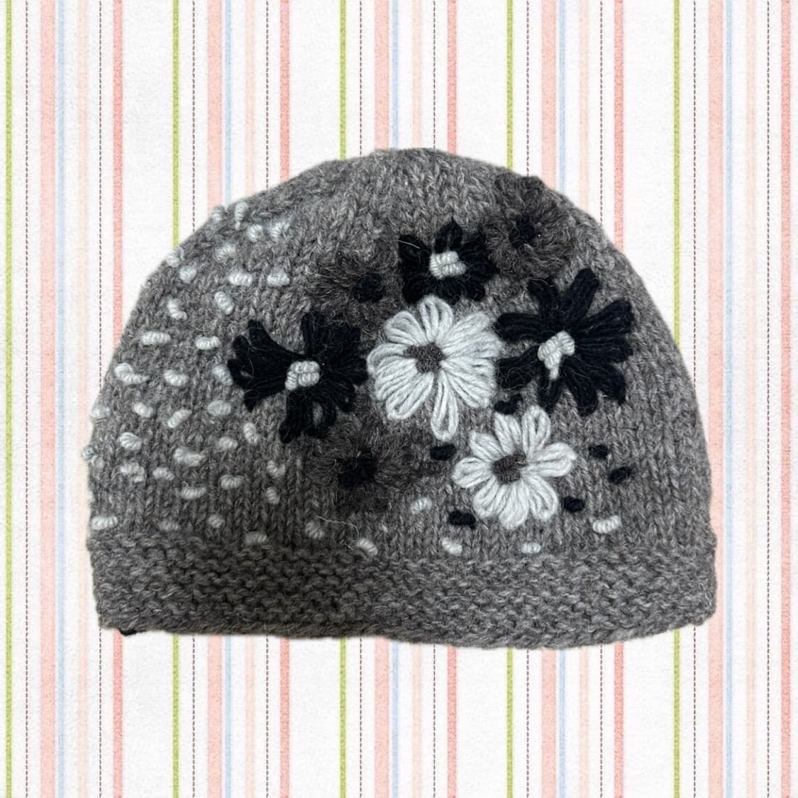 빈티지 니트 플라워 꽃 비니 상품이미지1