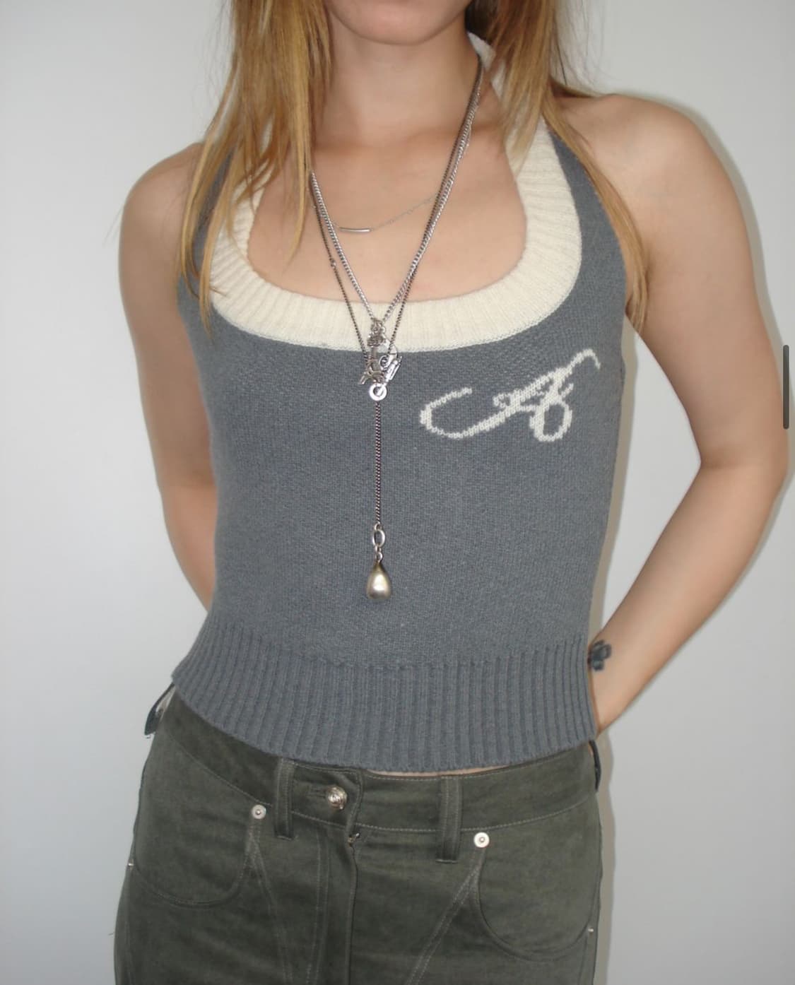 2000아카이브스 FUR TRIMMED KNIT CD & HALTER T 상품이미지2