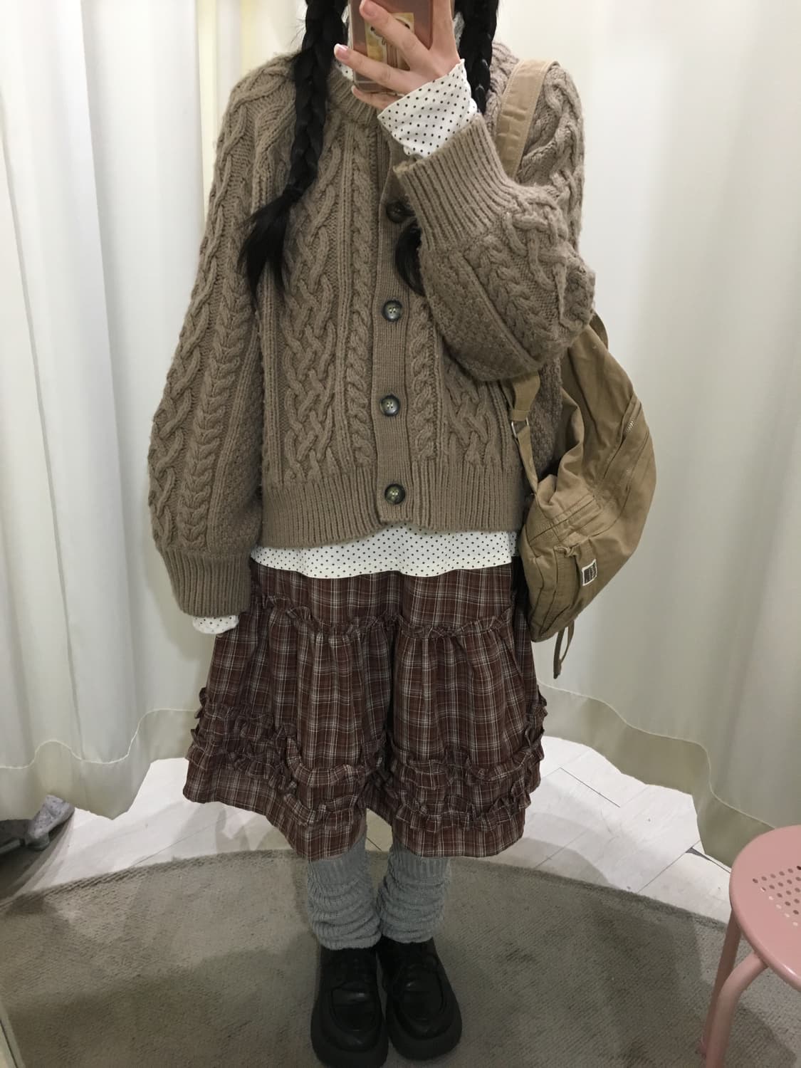 도트이너 + 꽈배기 폭닥 가디건 세트 상품이미지3