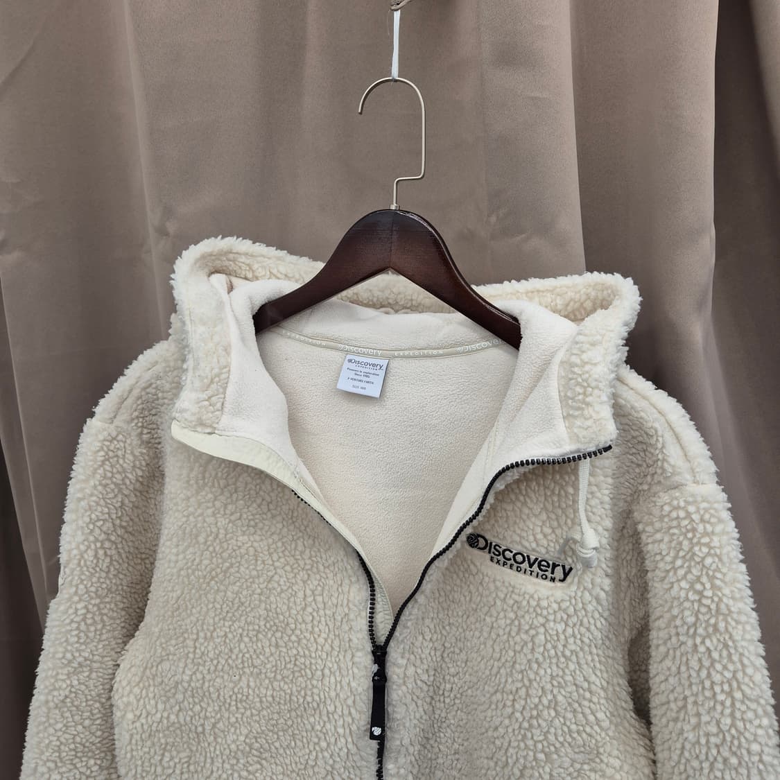 디스커버리 아이보리 후리스 후드 집업 100 상품이미지2