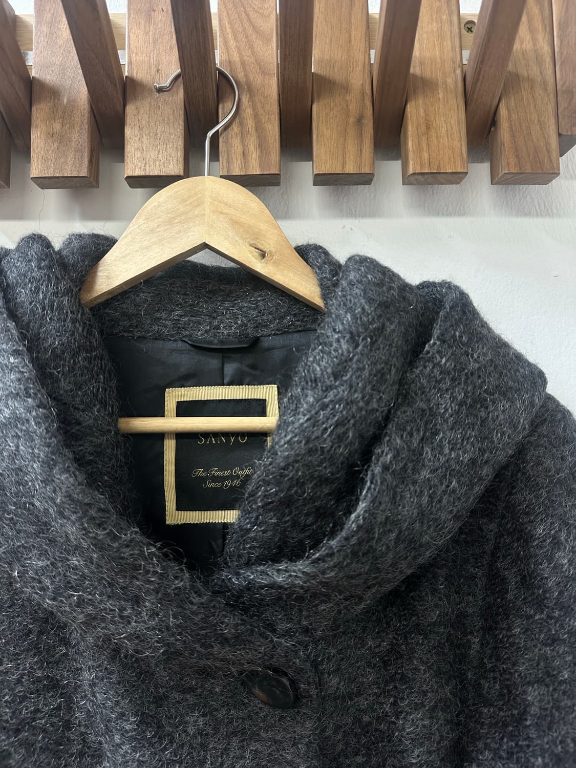 SANYO 산요 Mohair Wool Blend Hooded Coat 상품이미지2