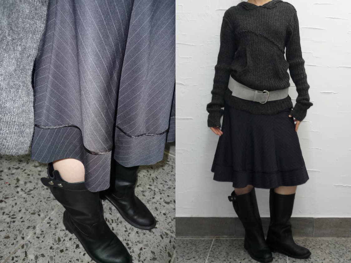 striped navy midi skirt 상품이미지1