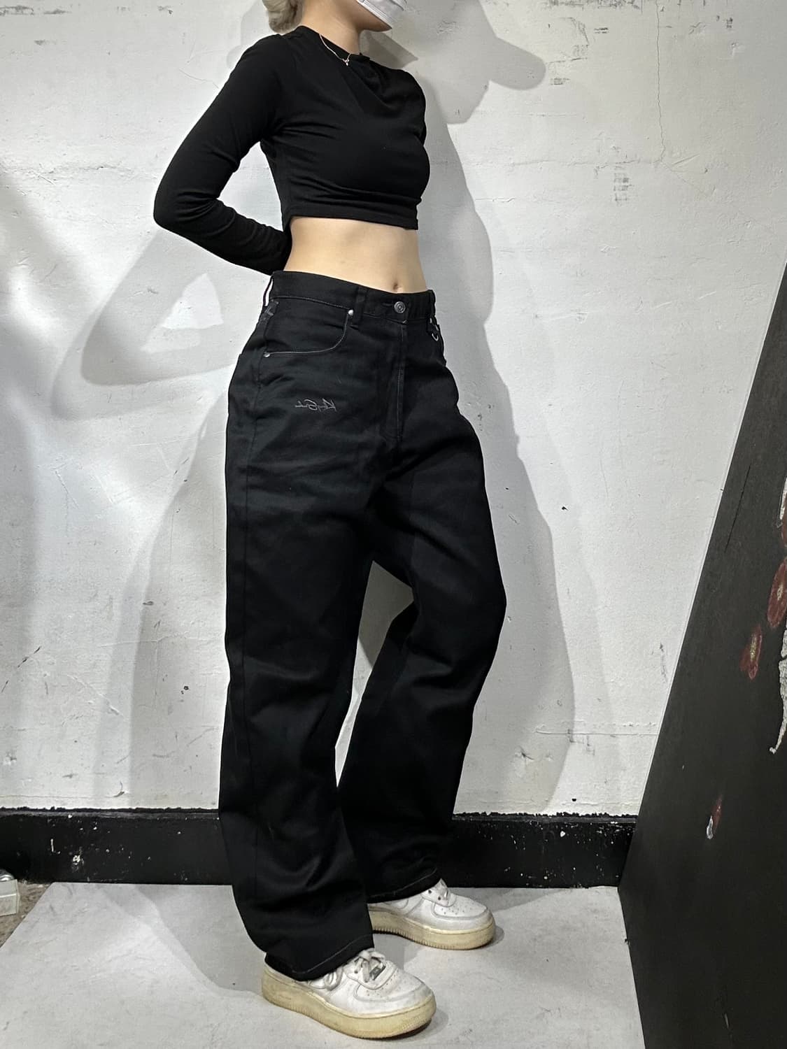 빈티지 스케이트 힙합 흑청 와이드 새깅 데님 팬츠 청바지 L 상품이미지1