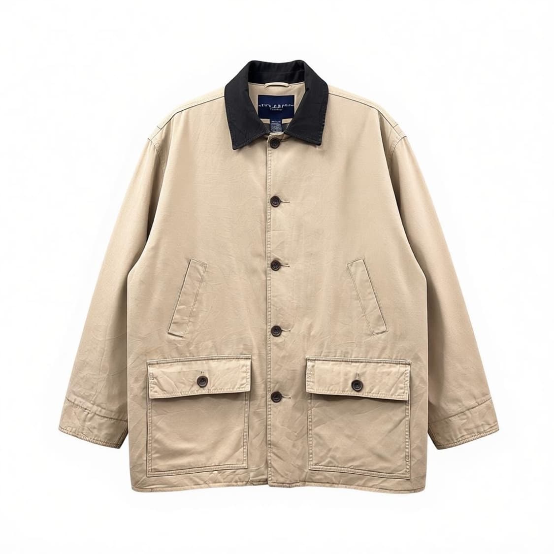 코튼 5버튼 워크자켓 사선포켓 체크누빔 안감 탈부착 디테일 상품이미지1