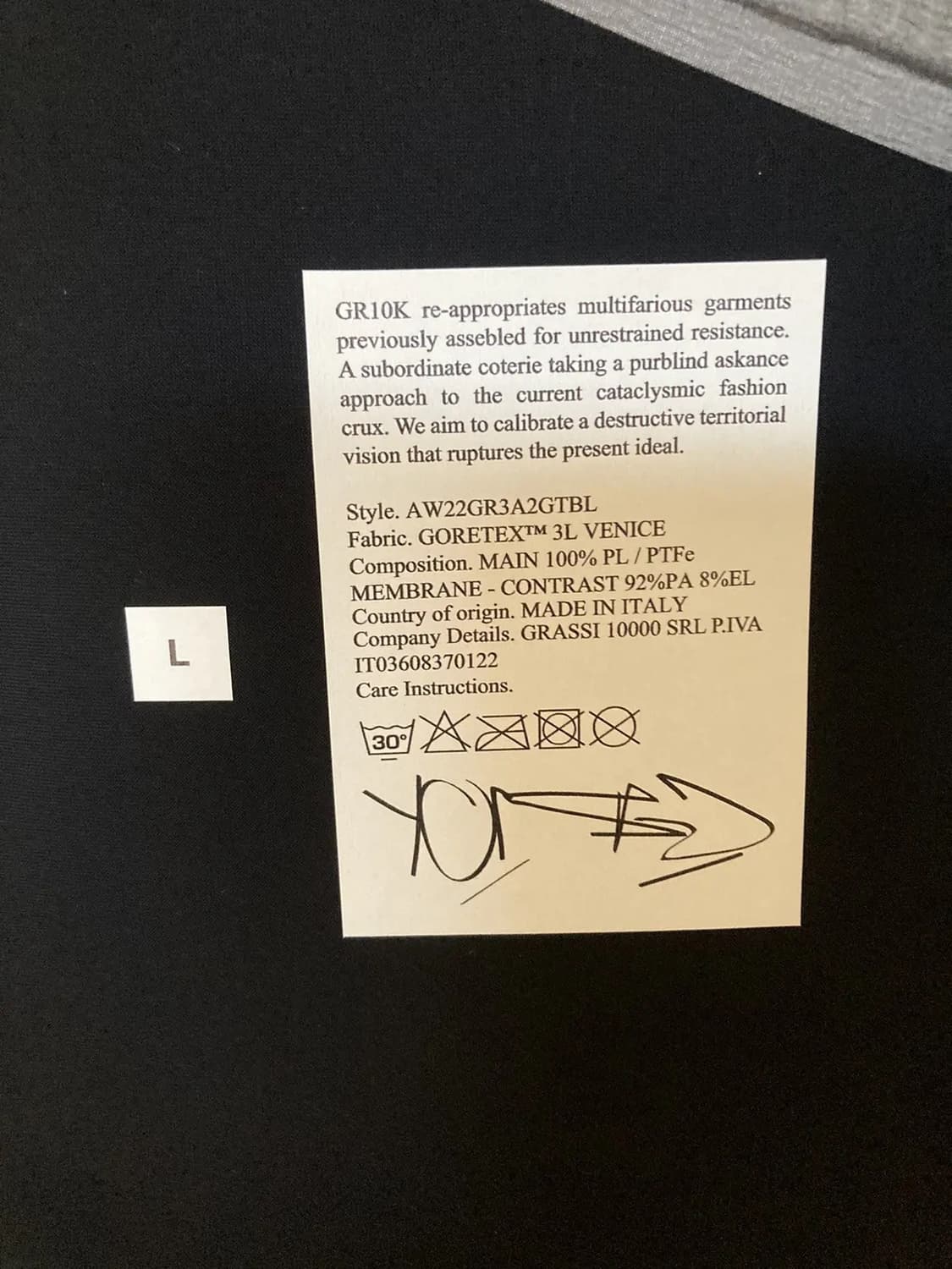 gr10k 스켈레톤 자켓 L 상품이미지5