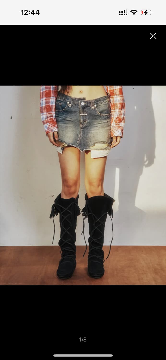 더바이닐하우스 언발란스 마이크로 데님 스커트 상품이미지2