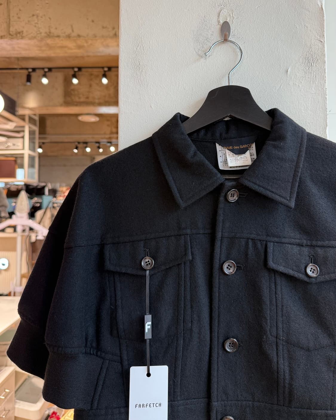 꼼데가르송 AD1989 블랙 크롭 하프 자켓  상품이미지4