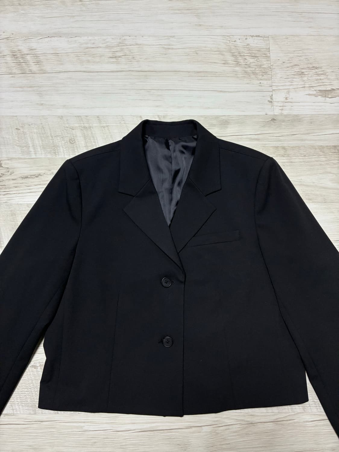 S 무신사스탠다드 우먼 크롭 블레이저 자켓 블랙 상품이미지3