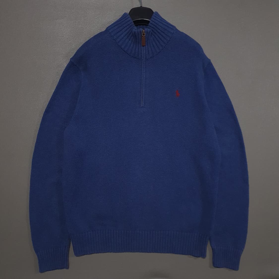 M (95) 폴로 랄프로렌 신형 포니 코튼 하프집업 니트 스웨터 블루 상품이미지1