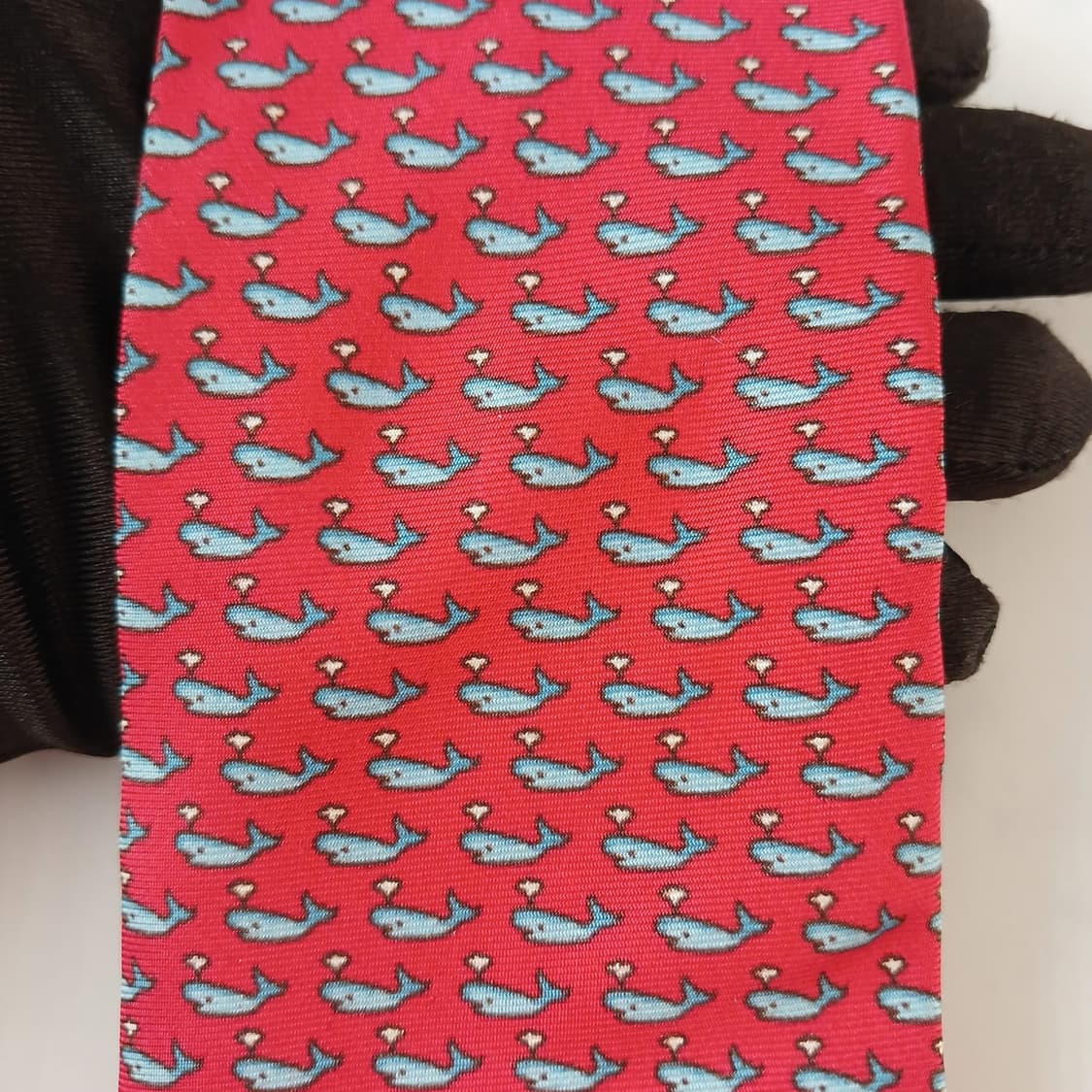 닥스 실크 레드 고래 패턴 넥타이 8.4cm A등급 A19239
 상품이미지5