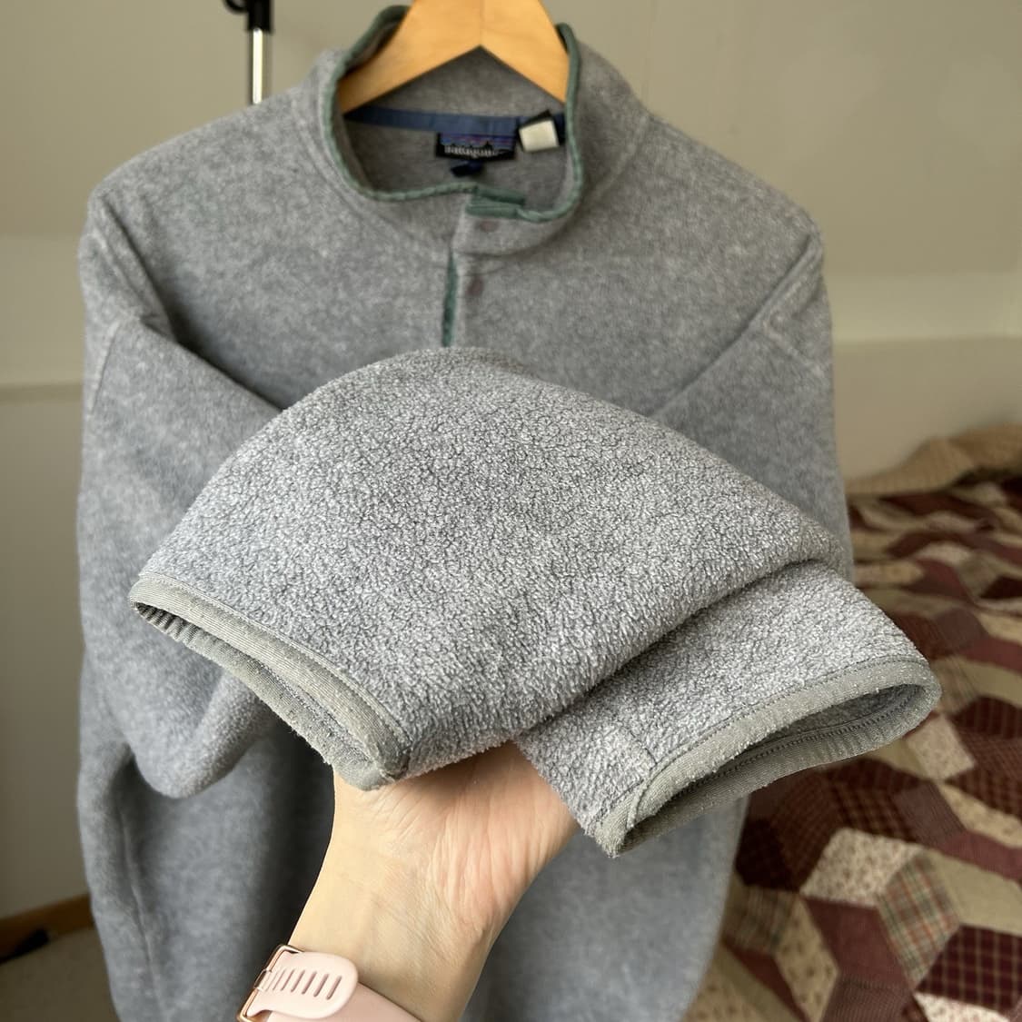 90s 파타고니아 신칠라 스냅-T 그레이/그린 자메이카 상품이미지2