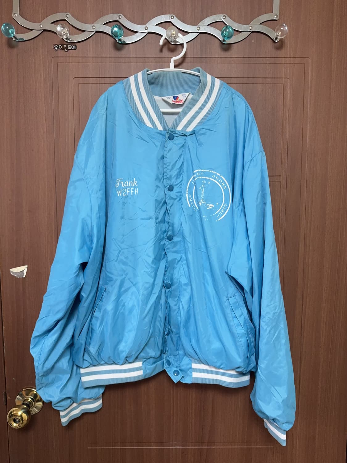 뉴욕 빈티지 서브컬쳐 아노깔 스카이블루 블루종 바시티 자켓 상품이미지1