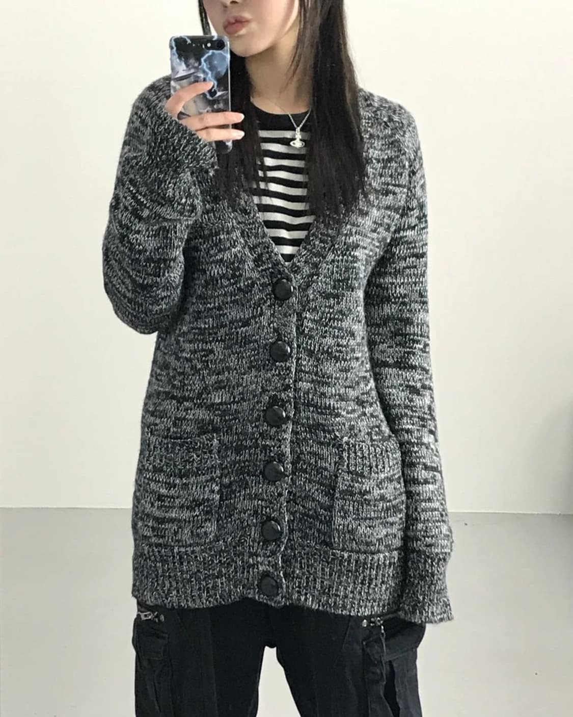 Melange Textured Japan Vintage Cardigan 상품이미지3