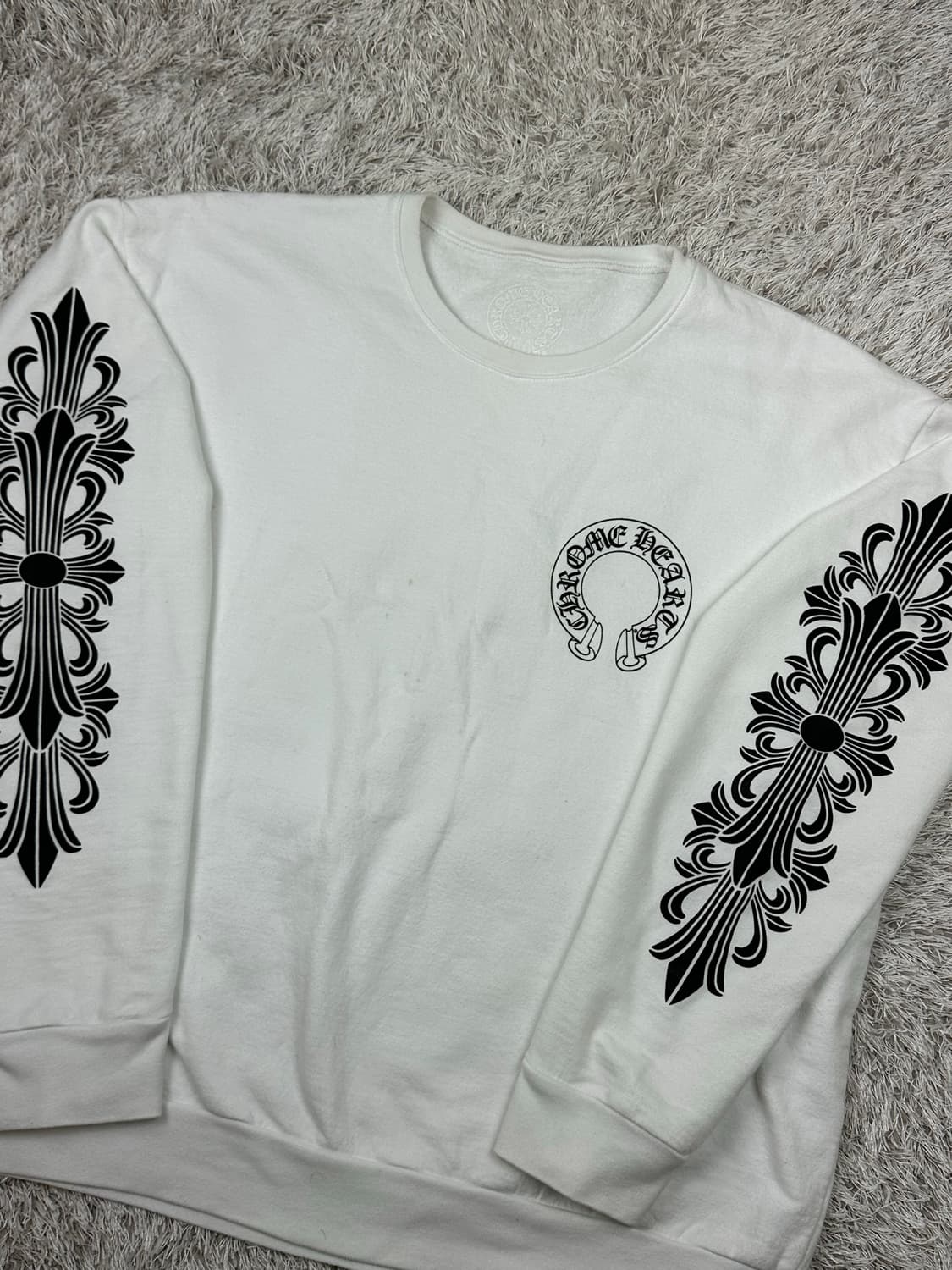 [L] 백화점판 정품 크롬하츠 홀스슈 로고 맨투맨 화이트 상품이미지1