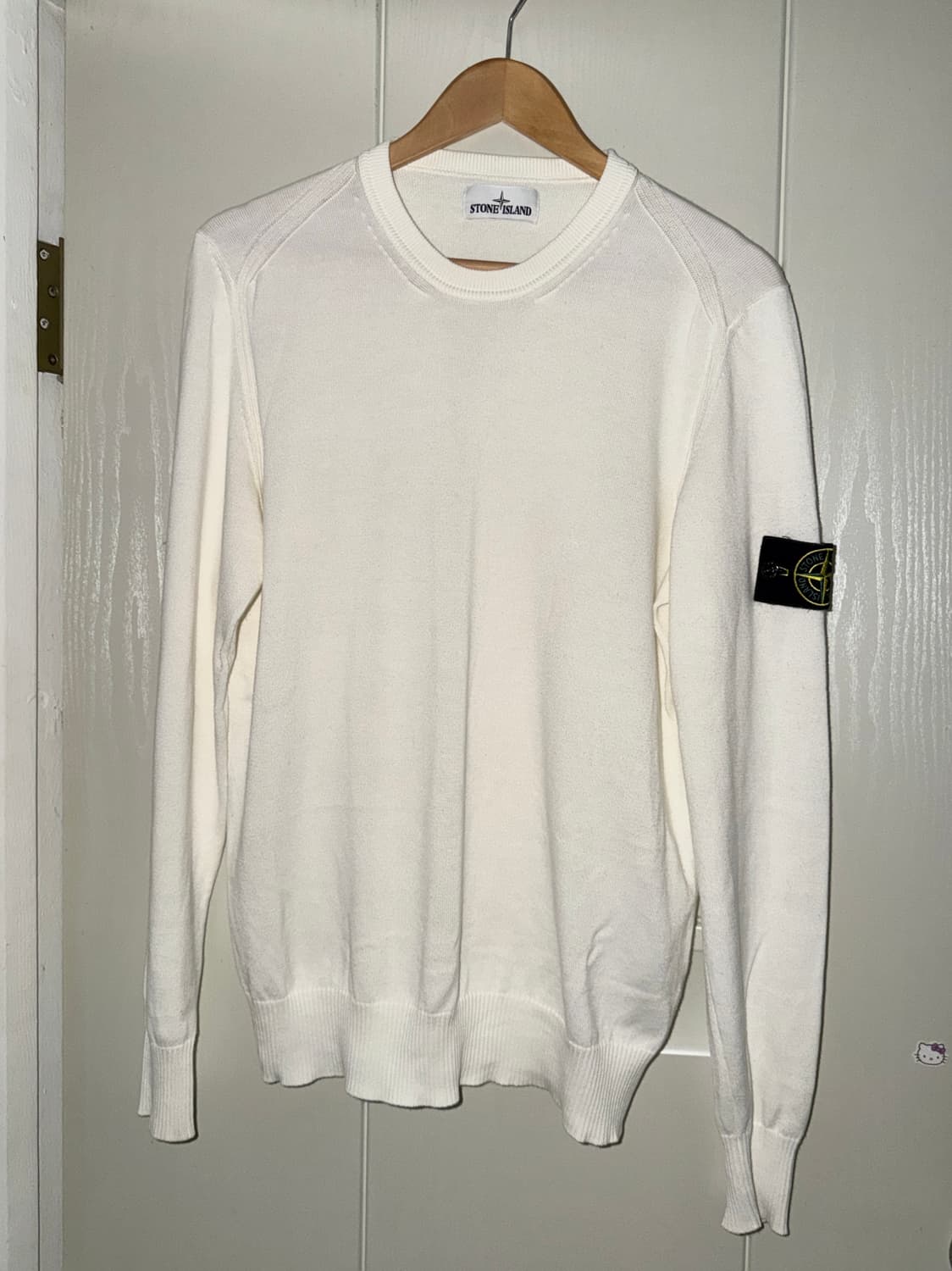 스톤아일랜드 와펜니트 아이보리 크루넥긴팔스웨트셔츠화이트라운드롱슬리브맨투맨 상품이미지2
