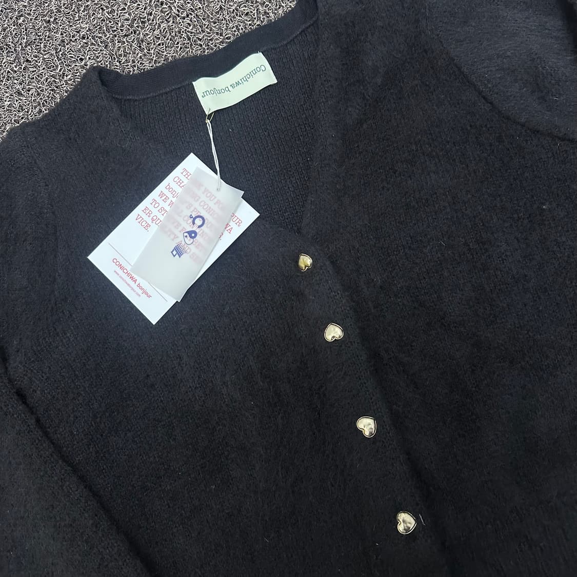 [새상품] 곤니치와봉쥬르 여성 가디건 니트 블랙  상품이미지2