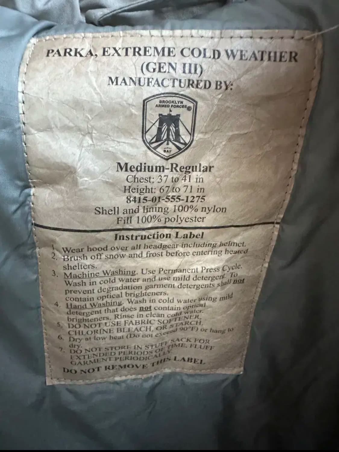 미군 레벨7 프리마로프트 파카 M-R 상태최상!!! 상품이미지3