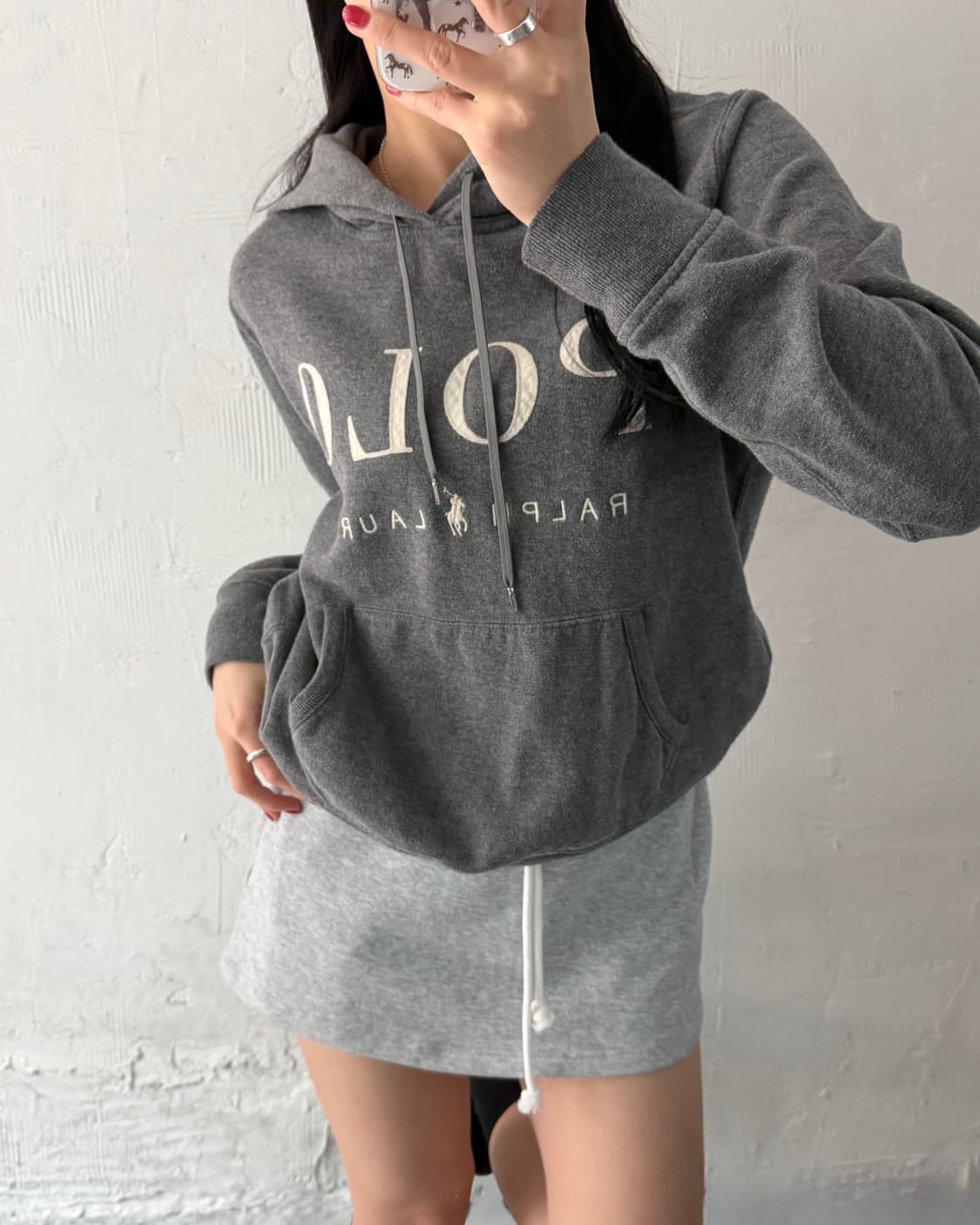 Polo 폴로 랄프로렌 QR라벨 POLO로고 그레이컬러 후드 상품이미지2