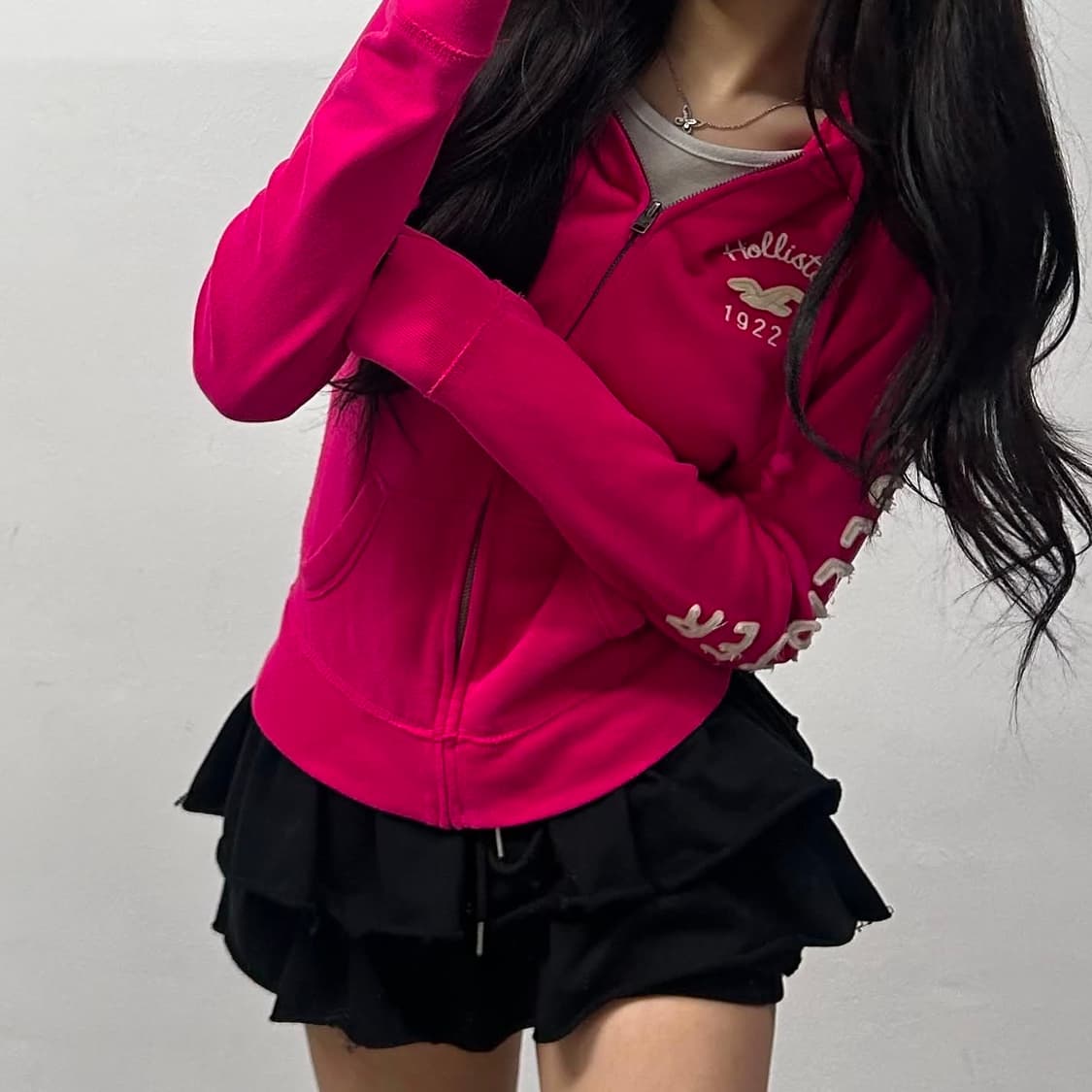 홀리스터 y2k 여리핏 걸즈 대대장 작사 후드집업 희귀져지(M) 상품이미지3