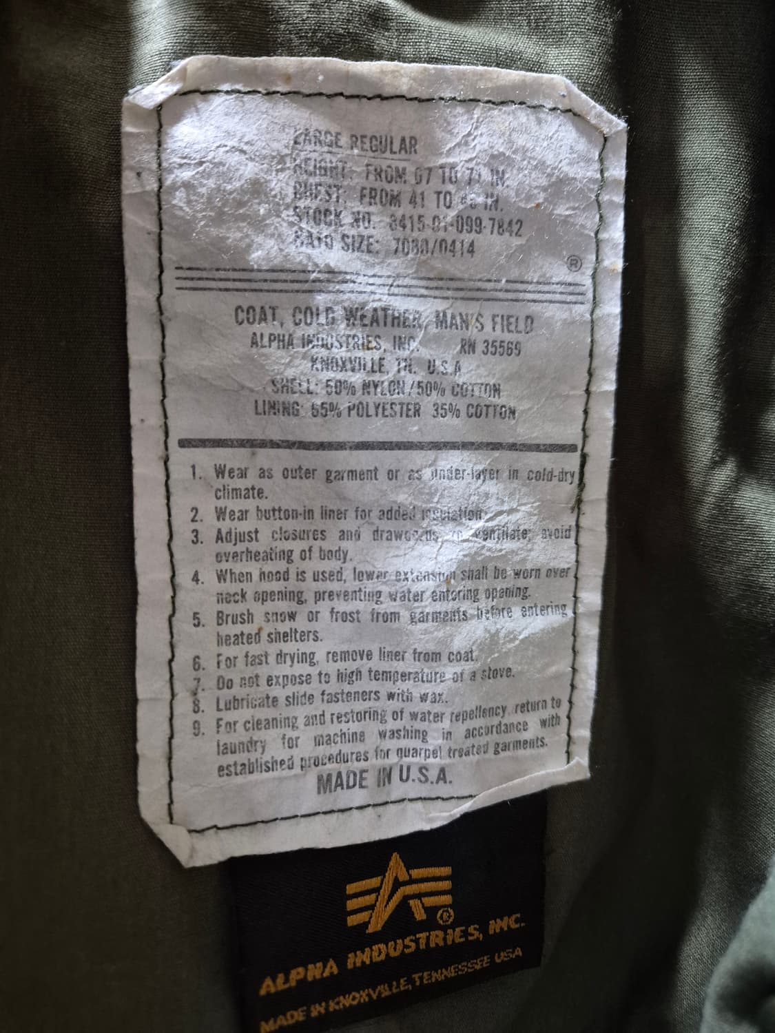 알파 m65 필드자켓 상품이미지3