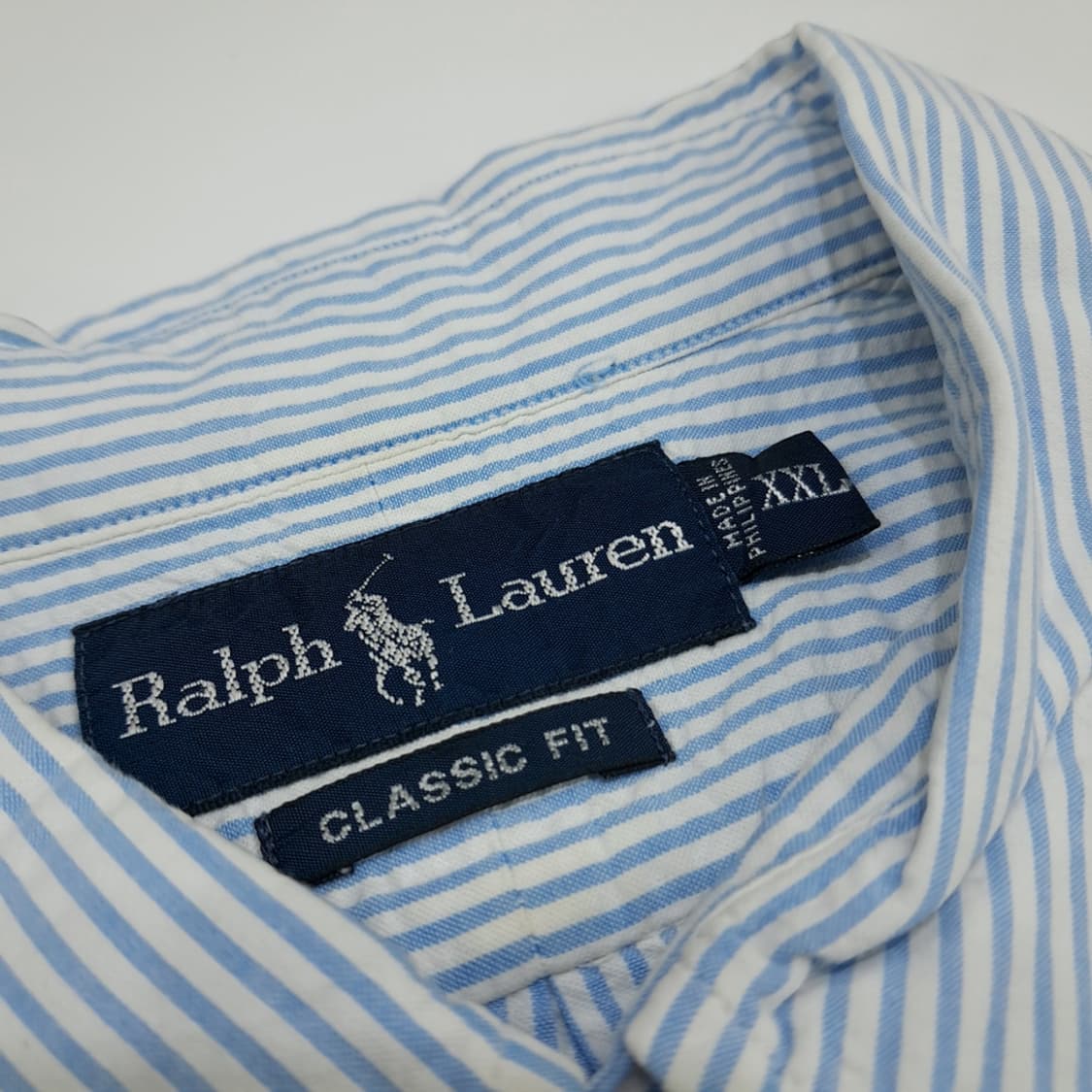 Cq799 2XL 폴로 랄프로렌 스카이블루 시어서커 반팔 셔츠 남방 상품이미지3